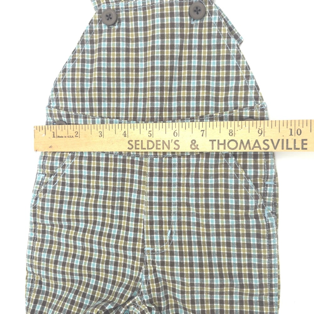 Gymboree 2012 Boys Plaid Shortall Overalls Size 0-3 Months - Picture 4 of 5